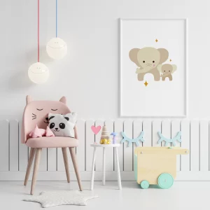 innrammet bilde av elefant på barnerom